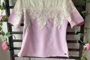 short sleeve pink &amp; white top uk size 8 rant &amp; rave brand
