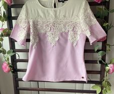short sleeve pink & white top uk size 8 rant & rave brand
