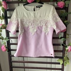 short sleeve pink & white top uk size 8 rant & rave brand