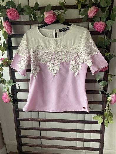 short sleeve pink & white top uk size 8 rant & rave brand