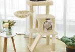Cat tree with scratching ramp Cat tree with large viewing platform, scratching board, beige