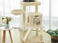 main image for ad Cat tree with scratching ramp Cat tree with large viewing platform, scratching board, beige
