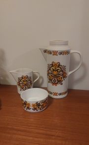 Fabulous Vintage Retro 1970s Tall Coffee Pot, Jug and Sugar Bowl by Jon Anton, International Range, in the Fabulous Funky Camelot Pattern