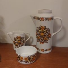 Fabulous Vintage Retro 1970s Tall Coffee Pot, Jug and Sugar Bowl by Jon Anton, International Range, in the Fabulous Funky Camelot Pattern