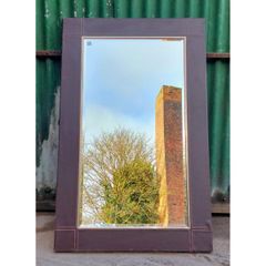 Mirror with Brown Faux Leather Covered Frame  KAS395
