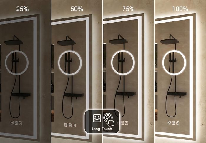 LED Bathroom Mirror Dual LED Speakers Antifog Bluetooth Fog Free Makeup Cosmetic Zoom x5 Vanity 80x60cm or 60x80cm Horizontal Vertical Cold Warm Neutral Bright Light