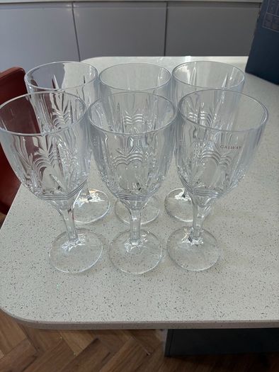 Galway Crystal Wine Glasses x6