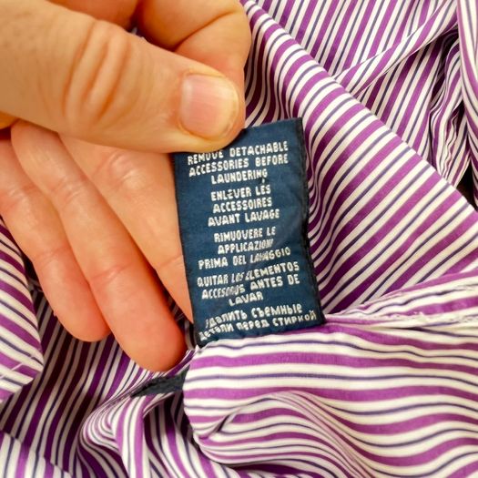 Ralph Lauren - Womens - Size 10 - Purple Stripe Long Sleeve Cotton Shirt
