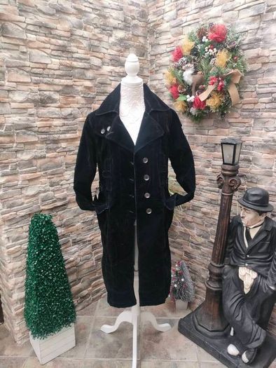 Steilmann black corduroy overcoat size 12 Postage included
