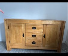 Solid Oak Sideboard And Solid Oak Glass Cabinet