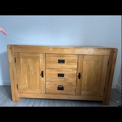 Solid Oak Sideboard And Solid Oak Glass Cabinet