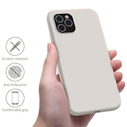 Liquid Silicone Case For iPhone 11 Pro Luxury Thin ShockProof Soft Phone Cover Grey - FHT7IP11PLK