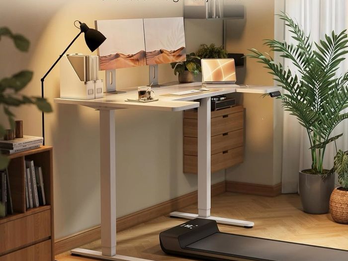Standing Desk, 140cm U Shaped Height Adjustable Desk with 3 Memory Smart Panels