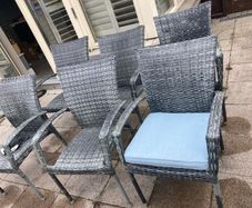 6 x Dark Grey Rattan Garden Dining Chairs