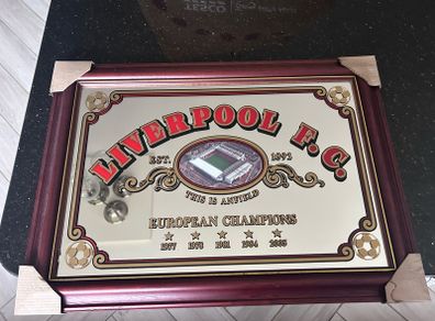 Liverpool FC European Champions Anfield Framed Mirror Plaque Unopened