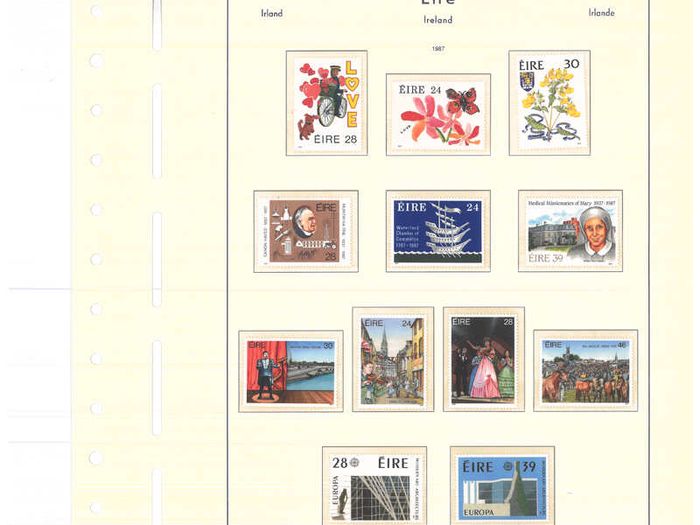 Collection. ireland 1985-1991 commemorative and definitive stamps on Lighthouse (Leuchtturm) pages 57-80 Mint Never Hinged (MNH). I note all commemorative stamps and definitive stamps including Irish Heritage & Treasures set.