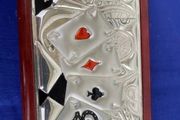 Rare and antique sculpted wood and .925 silver box look at all pictures  perfect for stylish card lovers