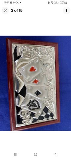Rare and antique sculpted wood and .925 silver box look at all pictures  perfect for stylish card lovers