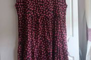 Loose Fit Dress with red and black print.