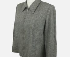 Windsmoor Black & White Mini Check Slik Wool Cotton  Zip Blazer Uk 20 Including Postage
