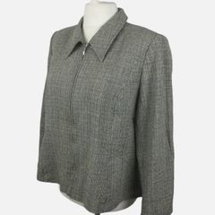 Windsmoor Black & White Mini Check Slik Wool Cotton  Zip Blazer Uk 20 Including Postage