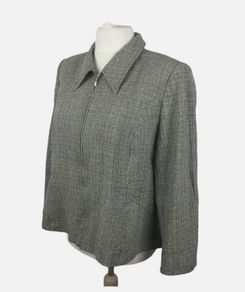 Windsmoor Black & White Mini Check Slik Wool Cotton  Zip Blazer Uk 20 Including Postage
