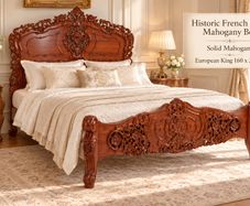 Historic French Style Solid Mahogany Bed 160 x 200 cm