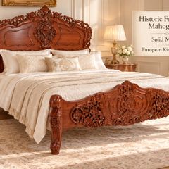 Historic French Style Solid Mahogany Bed 160 x 200 cm