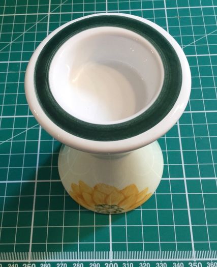 Avoca Blue Sunflowers Hand Painted Signed Candle Holder & Trinkets Bowl