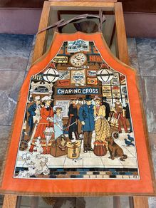 1970s 80s Quality St Bernard Dunnes PVC Apron with Cotton Ties Charing Cross Station