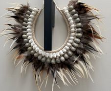 Seashells and feather handmade wall art
