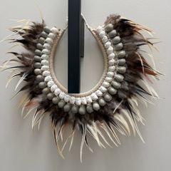 Seashells and feather handmade wall art