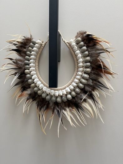 Seashells and feather handmade wall art