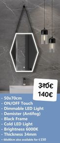 LED Bathroom Mirror Black Frame