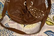 Brown leather shoulder bag