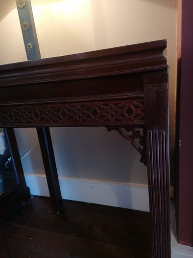 Elegant carved wooden dumb waiter table
