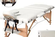 Portable Massage Bed Table - 3-Section Foldable Beauty Couch for Reiki Therapy Treatment Salon Healing - Metal Headrest Support/Carry Bag