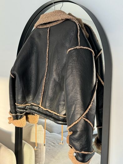 Faux leather jacket with Sherpa lining