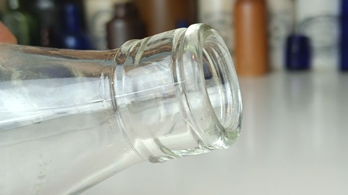 505 - Vintage Clear Glass Cork Top Collectible Decorative Cobh Milk Producers Bottle