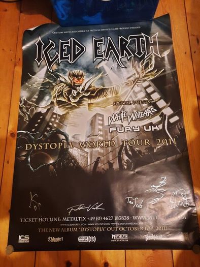 ICED EARTH: Dystopia World Tour poster from 2011 - Excellent Condition(AUTOGRAPHED)