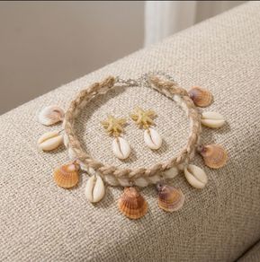 Boho Shell Anklet and Earrings