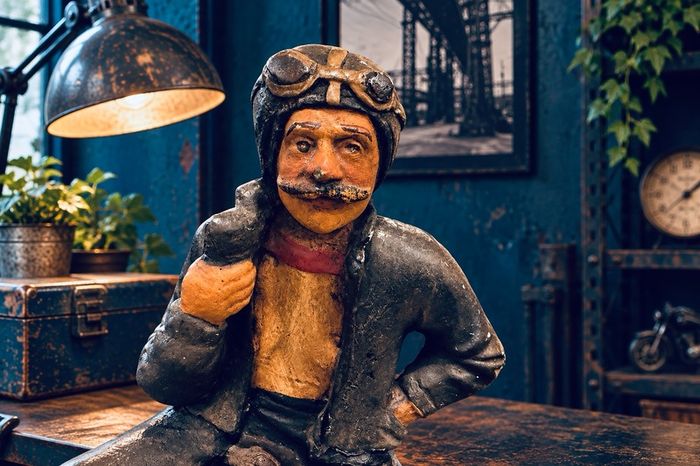 Large Vintage Resin Motorcycle Sculpture