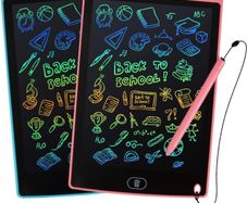 2 Pack LCD Writing Tablet, Doodle Scribbler Pad 8.5 inch Colorful Screen Drawing Board Learning Gift for Kids, Educational Toys for 3-6 Years Old Boys & Girls (FREE POSTAGE)
