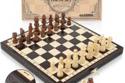 Chess Set | Wooden Chess Board Piece Set Games | 29x29cm Folding Chessboard for Storage | 2 Extra Queen | Strategy Educational Games for Kids and Adult
