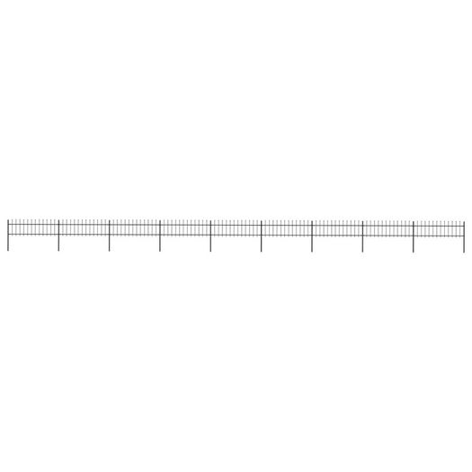 Garden Fence with Spear Top Steel 15.3x0.6 m Black