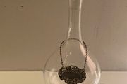 Reduced Hand blown vintage  glass decanter with  gin tag