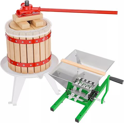 12L Manual Fruit Press Wine Cider Juice Maker Stainless Steel Crusher