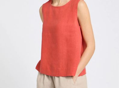 Carolyn Donnelly The Edit Orange Sleeveless Linen Top
