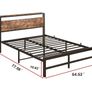 Double Bed Frame with Wood Storage Headboard Image 7