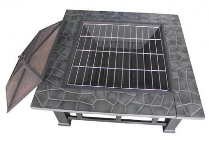Fire Pit Outdoor Steel Brazier Square Patio Heater BBQ